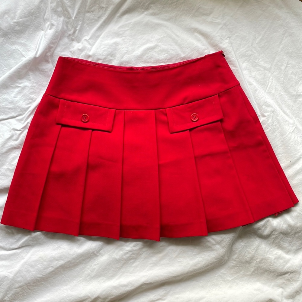 Trina Turk Red Pleaded Skirt